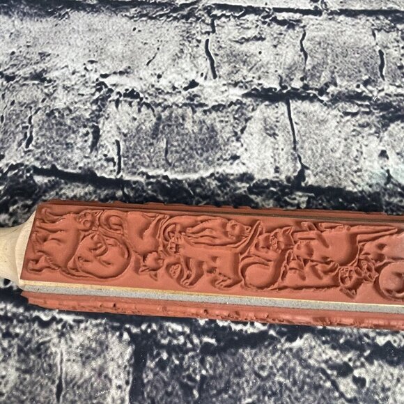 JudiKins Bollio Animals Wood Rubber Stamp Rolling Pin 4 Sided 6808K - Picture 4 of 12